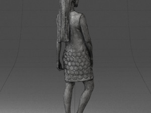 blonde girl in black dress 0360 Modelo 3D