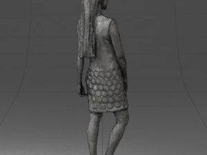 blonde girl in black dress 0360 3D Model