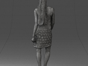 blonde girl in black dress 0360 Modelo 3D
