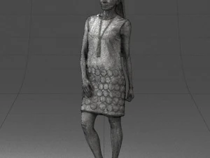 blonde girl in black dress 0360 3d print ready 3D Print Model