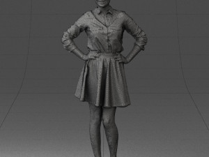 girl in brown skirt 0356 3D Model