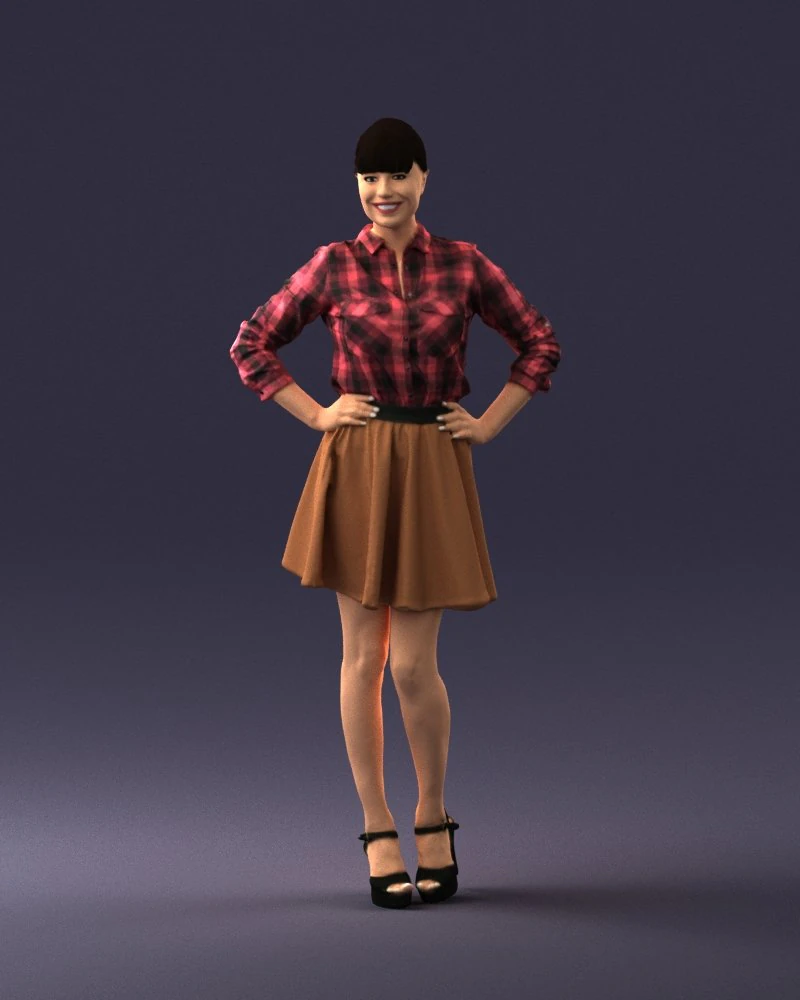 girl in brown skirt 0356 3d print ready 3D Print Model .c4d .max .obj .3ds .fbx .stl .blend 