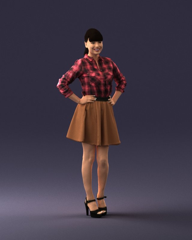 girl in brown skirt 0356 3d print ready 3D Print Model in Woman