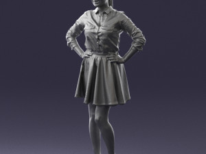 girl in brown skirt 0356 3d print ready 3D-printmodel