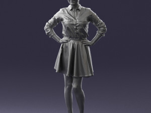 girl in brown skirt 0356 3d print ready 3D-printmodel