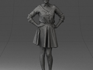 girl in brown skirt 0356 3d print ready 3D-printmodel