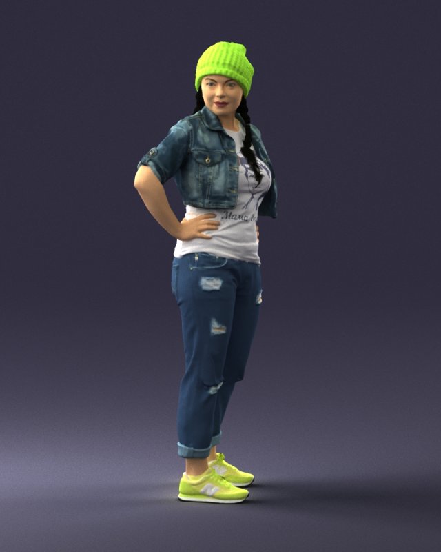 wonan in jeans dress 0353 3D 모델 .c4d .max .obj .3ds .fbx .stl .blend 