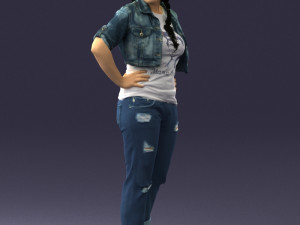 wonan in jeans dress 0353 Modelo 3D