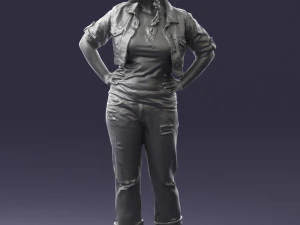 wonan in jeans dress 0353 3d print ready 3D Print Model