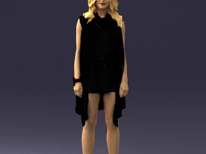 blonde woman in black dress 0350 3D Model