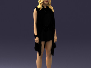 blonde woman in black dress 0350 3D Model