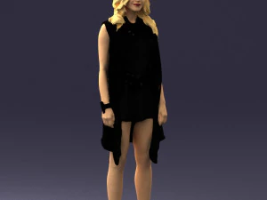 blonde woman in black dress 0350 3D Model