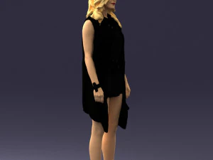 blonde woman in black dress 0350 3D Model