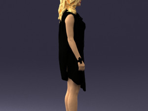 blonde woman in black dress 0350 3D Model