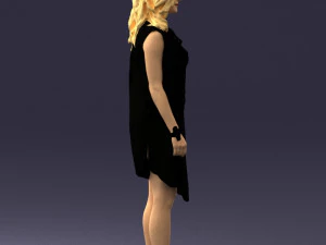 blonde woman in black dress 0350 3D Model