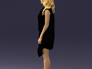 blonde woman in black dress 0350 3D Model