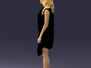 blonde woman in black dress 0350 3D Model