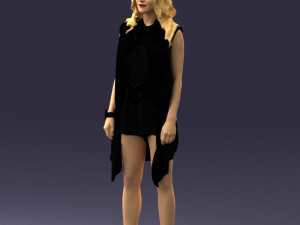 blonde woman in black dress 0350 3D Model