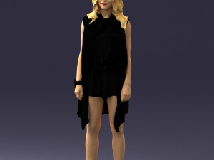 blonde woman in black dress 0350 3D Model