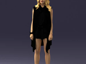 blonde woman in black dress 0350 3D Model