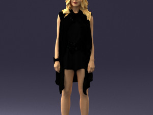 blonde woman in black dress 0350 3D Model