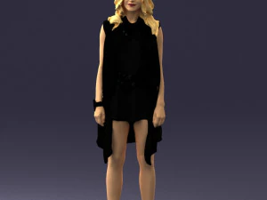blonde woman in black dress 0350 3D Model