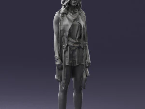 blonde woman in black dress 0350 3D Model