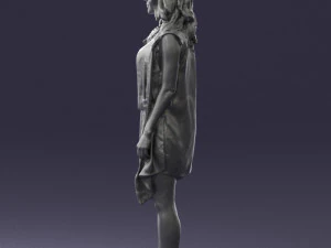 blonde woman in black dress 0350 3D Model