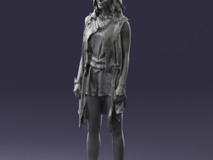 blonde woman in black dress 0350 3D Model