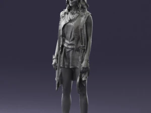 blonde woman in black dress 0350 3D Model