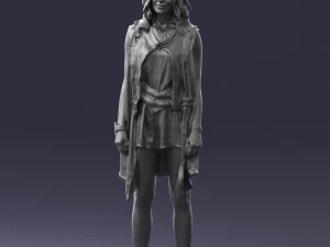 blonde woman in black dress 0350 3D Model