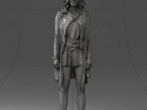 blonde woman in black dress 0350 3D Model