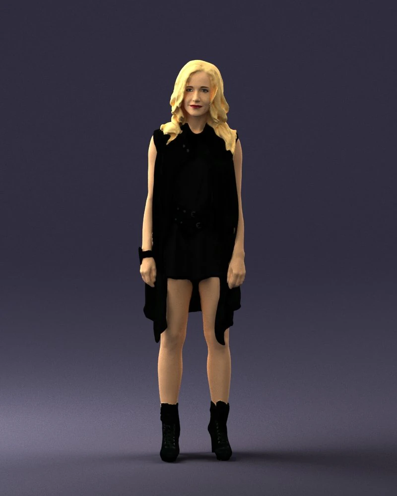 blonde woman in black dress 0350 3d print ready 3D Print Model .c4d .max .obj .3ds .fbx .stl .blend 