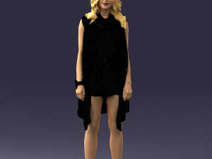blonde woman in black dress 0350 3d print ready 3Dプリントモデル