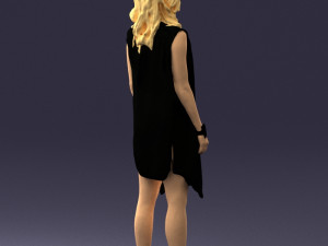 blonde woman in black dress 0350 3d print ready 3Dプリントモデル