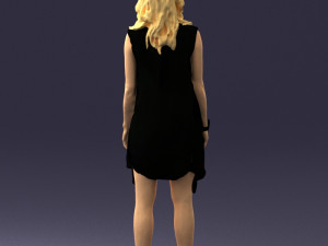 blonde woman in black dress 0350 3d print ready 3Dプリントモデル