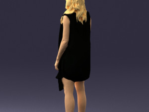 blonde woman in black dress 0350 3d print ready 3Dプリントモデル