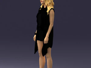blonde woman in black dress 0350 3d print ready 3D Print Model