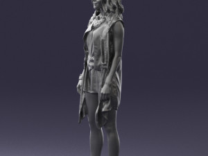 blonde woman in black dress 0350 3d print ready 3Dプリントモデル
