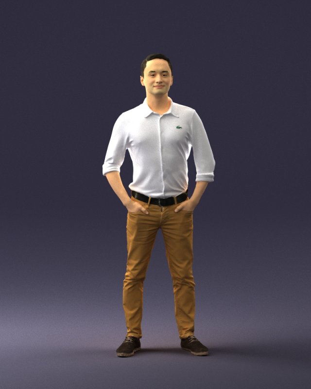 man in yellow trousers and white shirt 0370 3D मॉडल .c4d .max .obj .3ds .fbx .stl .blend 