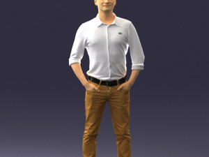 man in yellow trousers and white shirt 0370 3Dモデル