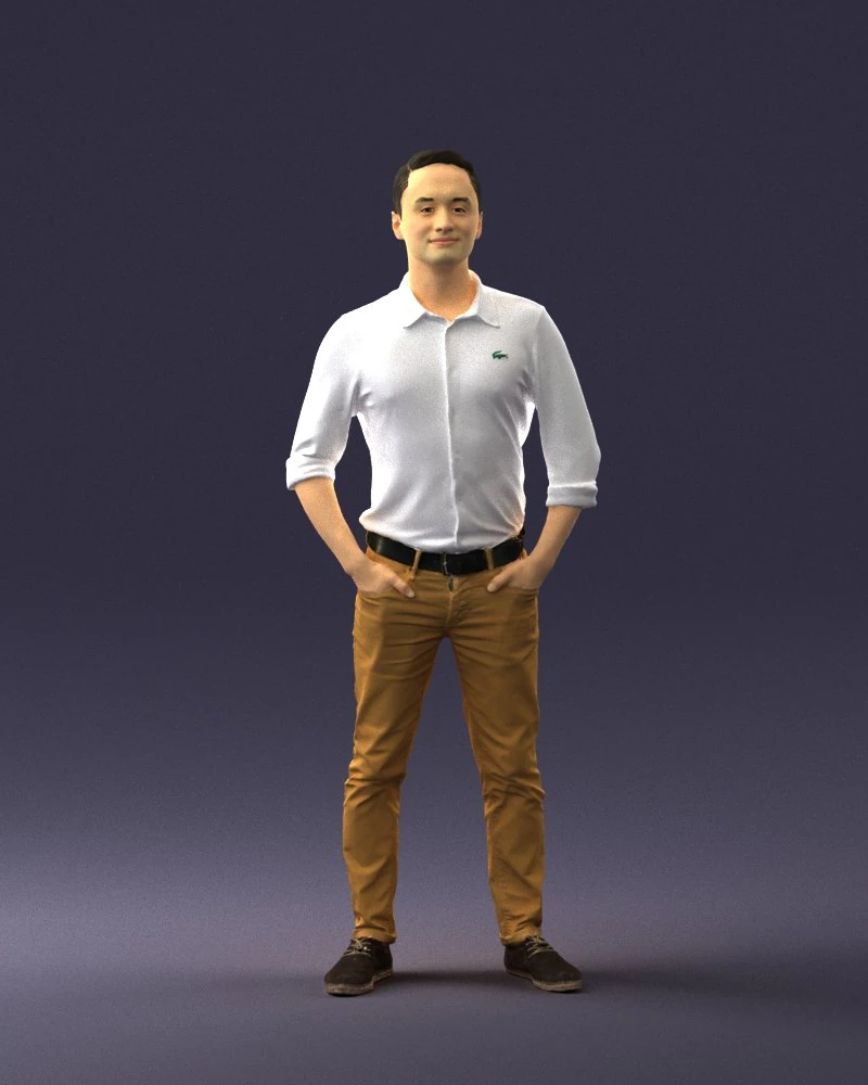 man in yellow trousers and white shirt 0370 3d print ready 3D Print Model .c4d .max .obj .3ds .fbx .stl .blend 