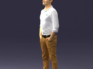 man in yellow trousers and white shirt 0370 3d print ready 3D Print Model