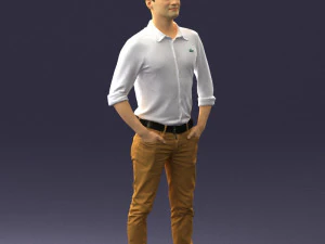man in yellow trousers and white shirt 0370 3d print ready 3D Print Model
