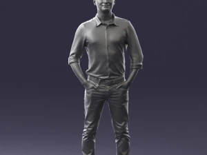 man in yellow trousers and white shirt 0370 3d print ready 3D Print Model
