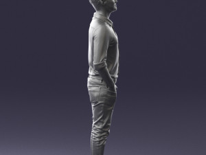 man in yellow trousers and white shirt 0370 3d print ready 3D Print Model