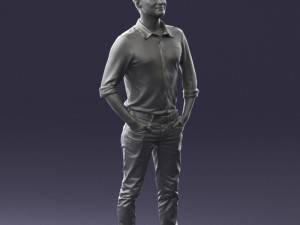 man in yellow trousers and white shirt 0370 3d print ready 3D Print Model