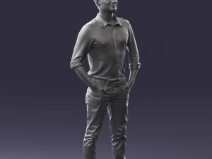 man in yellow trousers and white shirt 0370 3d print ready 3D Print Model