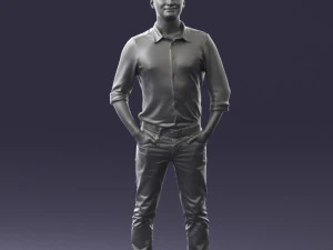 man in yellow trousers and white shirt 0370 3d print ready 3D Print Model