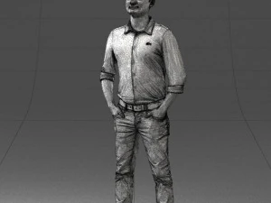 man in yellow trousers and white shirt 0370 3d print ready 3D Print Model